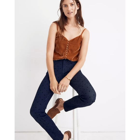 MADEWELL 9" High-Rise Skinny Jeans Flocked Dots Edition Size 29 - Picture 5 of 16